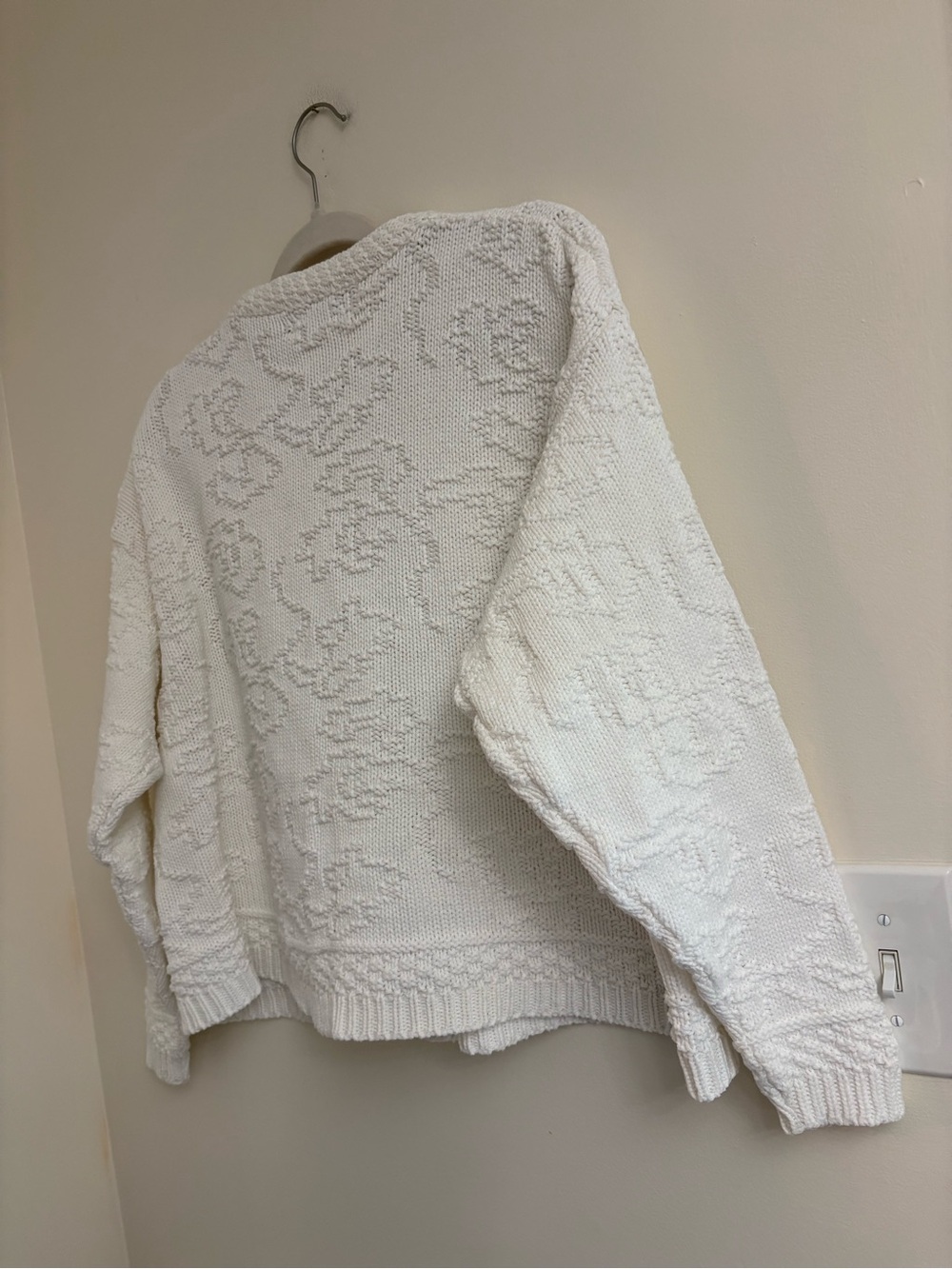Vintage LL Bean Cardigan M ivory Freeport tag 100% Cotton Made USA heritage knit - Picture 7 of 13